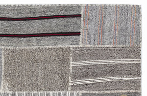 Striped Over Dyed Kilim Patchwork Unique Rug 5'3'' x 7'7'' ft 160 x 230 cm
