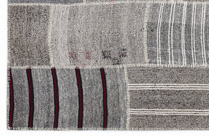 Striped Over Dyed Kilim Patchwork Unique Rug 5'3'' x 7'7'' ft 160 x 230 cm