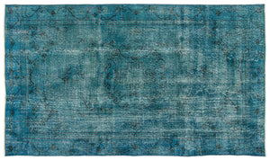 Turquoise Over Dyed Vintage Rug 5'2'' x 8'8'' ft 158 x 263 cm