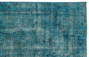 Turquoise Over Dyed Vintage Rug 5'2'' x 8'8'' ft 158 x 263 cm