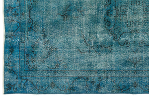 Turquoise Over Dyed Vintage Rug 5'2'' x 8'8'' ft 158 x 263 cm