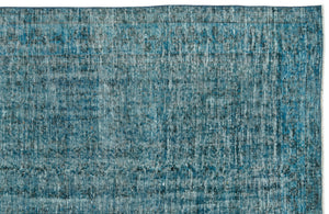 Turquoise Over Dyed Vintage Rug 4'8'' x 8'1'' ft 141 x 247 cm