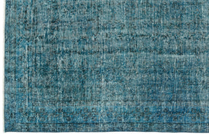Turquoise Over Dyed Vintage Rug 4'8'' x 8'1'' ft 141 x 247 cm