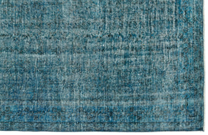 Turquoise Over Dyed Vintage Rug 4'8'' x 8'1'' ft 141 x 247 cm
