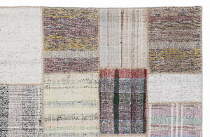 Striped Over Dyed Kilim Patchwork Unique Rug 5'3'' x 7'7'' ft 160 x 230 cm
