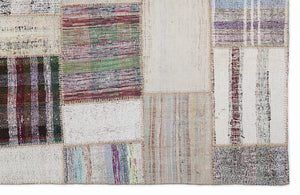 Striped Over Dyed Kilim Patchwork Unique Rug 5'3'' x 7'7'' ft 160 x 230 cm