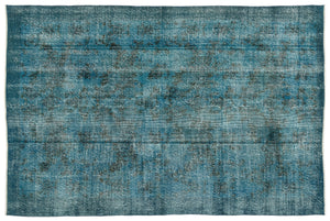 Turquoise  Over Dyed Vintage Rug 5'2'' x 7'10'' ft 158 x 238 cm