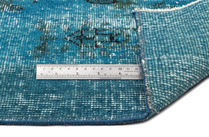Turquoise  Over Dyed Vintage Rug 5'2'' x 7'10'' ft 158 x 238 cm