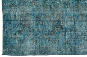 Turquoise  Over Dyed Vintage Rug 5'2'' x 7'10'' ft 158 x 238 cm