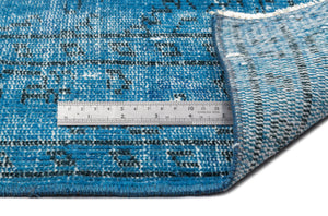 Turquoise Over Dyed Vintage Rug 4'11'' x 7'10'' ft 150 x 238 cm
