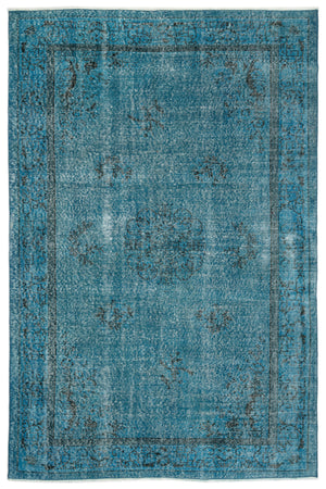 Turquoise Over Dyed Vintage Rug 5'6'' x 8'4'' ft 167 x 253 cm