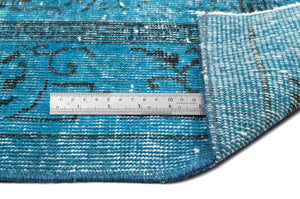 Turquoise Over Dyed Vintage Rug 5'6'' x 8'4'' ft 167 x 253 cm