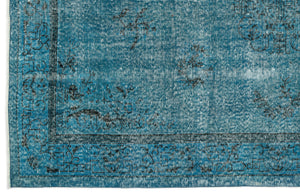 Turquoise Over Dyed Vintage Rug 5'6'' x 8'4'' ft 167 x 253 cm