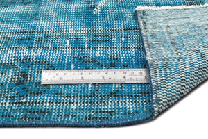 Turquoise Over Dyed Vintage Rug 5'7'' x 9'1'' ft 171 x 278 cm