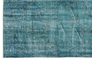 Turquoise Over Dyed Vintage Rug 5'7'' x 9'1'' ft 171 x 278 cm