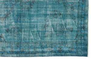 Turquoise Over Dyed Vintage Rug 5'7'' x 9'1'' ft 171 x 278 cm