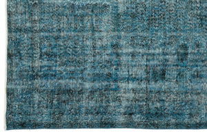 Turquoise  Over Dyed Vintage Rug 5'3'' x 8'4'' ft 159 x 255 cm
