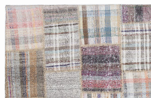 Striped Over Dyed Kilim Patchwork Unique Rug 5'3'' x 7'7'' ft 160 x 230 cm