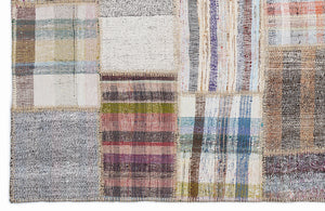 Striped Over Dyed Kilim Patchwork Unique Rug 5'3'' x 7'7'' ft 160 x 230 cm