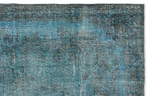 Turquoise Over Dyed Vintage Rug 6'1'' x 10'2'' ft 185 x 309 cm
