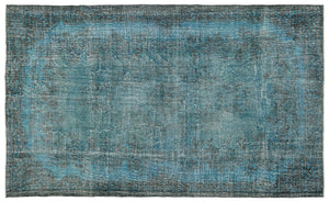 Turquoise Over Dyed Vintage Rug 6'1'' x 10'2'' ft 185 x 309 cm