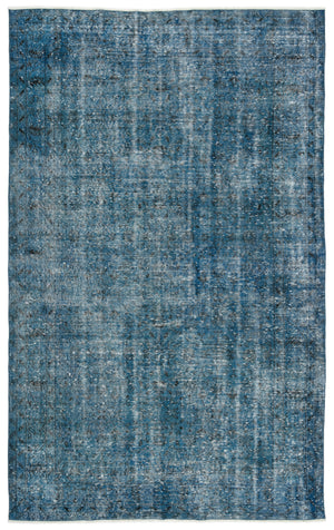 Turquoise Over Dyed Vintage Rug 5'9'' x 9'3'' ft 174 x 283 cm