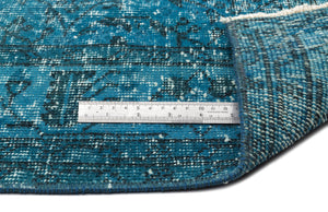 Turquoise  Over Dyed Vintage Rug 5'2'' x 9'2'' ft 158 x 279 cm
