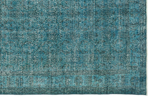 Turquoise  Over Dyed Vintage Rug 5'2'' x 9'2'' ft 158 x 279 cm