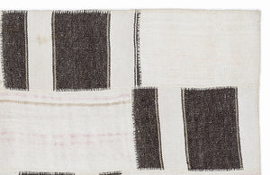 Striped Over Dyed Kilim Patchwork Unique Rug 5'3'' x 7'7'' ft 160 x 230 cm