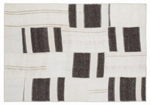 Striped Over Dyed Kilim Patchwork Unique Rug 5'3'' x 7'7'' ft 160 x 230 cm