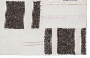 Striped Over Dyed Kilim Patchwork Unique Rug 5'3'' x 7'7'' ft 160 x 230 cm