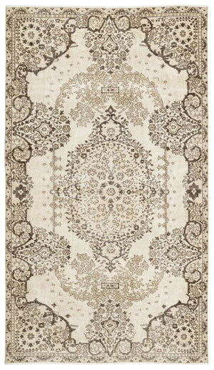 Beige Over Dyed Vintage Rug 5'7'' x 9'9'' ft 169 x 298 cm