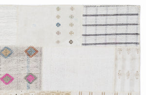 Striped Over Dyed Kilim Patchwork Unique Rug 5'3'' x 7'7'' ft 160 x 230 cm