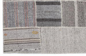 Striped Over Dyed Kilim Patchwork Unique Rug 5'3'' x 7'7'' ft 160 x 230 cm