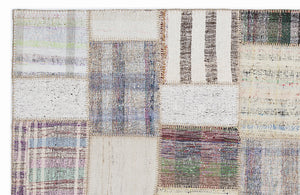 Striped Over Dyed Kilim Patchwork Unique Rug 5'3'' x 7'7'' ft 160 x 230 cm