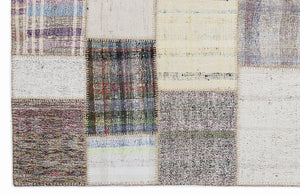 Striped Over Dyed Kilim Patchwork Unique Rug 5'3'' x 7'7'' ft 160 x 230 cm