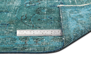Blue Over Dyed Vintage Rug 3'7'' x 6'9'' ft 108 x 206 cm