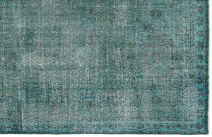 Blue Over Dyed Vintage Rug 3'7'' x 6'9'' ft 108 x 206 cm