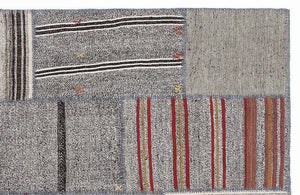 Striped Over Dyed Kilim Patchwork Unique Rug 5'3'' x 7'7'' ft 160 x 230 cm