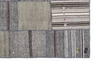 Striped Over Dyed Kilim Patchwork Unique Rug 5'3'' x 7'7'' ft 160 x 230 cm