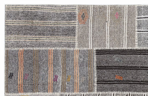 Striped Over Dyed Kilim Patchwork Unique Rug 5'3'' x 7'7'' ft 160 x 230 cm