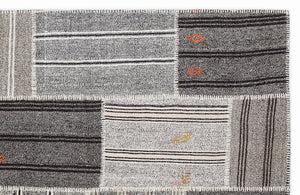 Striped Over Dyed Kilim Patchwork Unique Rug 5'3'' x 7'7'' ft 160 x 230 cm