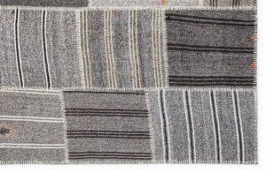 Striped Over Dyed Kilim Patchwork Unique Rug 5'3'' x 7'7'' ft 160 x 230 cm