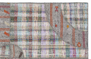 Striped Over Dyed Kilim Patchwork Unique Rug 5'3'' x 7'7'' ft 160 x 230 cm