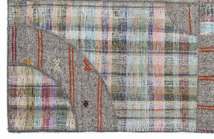 Striped Over Dyed Kilim Patchwork Unique Rug 5'3'' x 7'7'' ft 160 x 230 cm