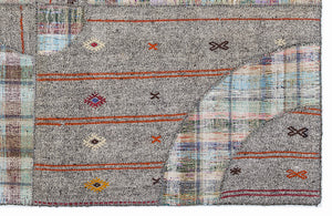 Striped Over Dyed Kilim Patchwork Unique Rug 5'3'' x 7'7'' ft 160 x 230 cm