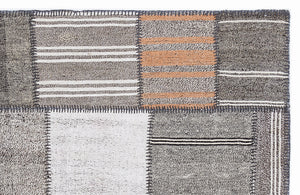 Striped Over Dyed Kilim Patchwork Unique Rug 5'3'' x 7'7'' ft 160 x 230 cm