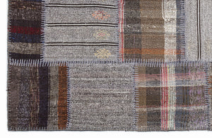Striped Over Dyed Kilim Patchwork Unique Rug 5'3'' x 7'7'' ft 160 x 230 cm