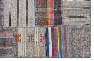 Striped Over Dyed Kilim Patchwork Unique Rug 5'3'' x 7'7'' ft 160 x 230 cm