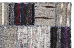 Striped Over Dyed Kilim Patchwork Unique Rug 5'3'' x 7'7'' ft 160 x 230 cm